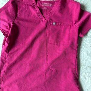 Fabletics Bright Pink V-Neck Scrub Top